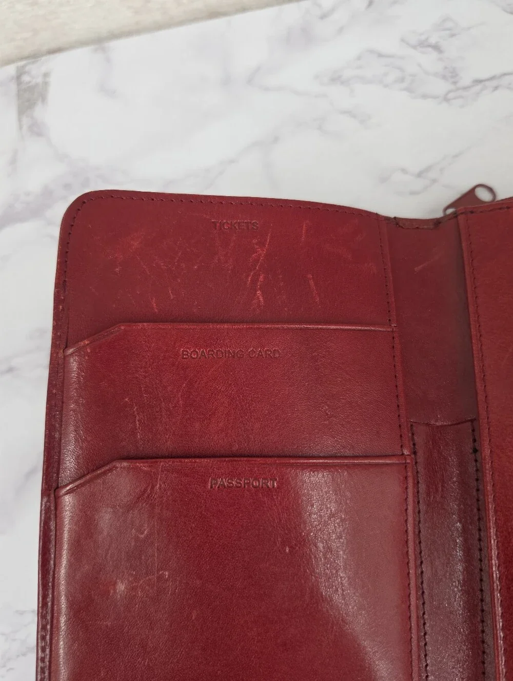 Wilson's Red Leather Passport Holder and Wallet Large Size Vintage Y2K